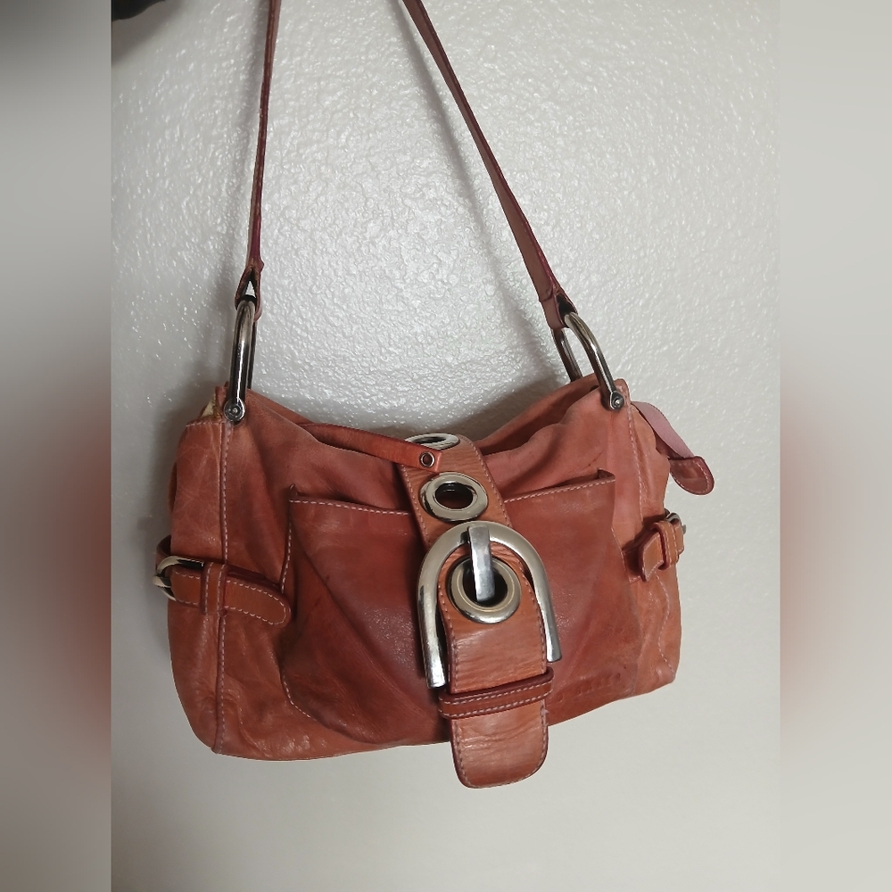Ted Baker RARE Pink Distressed Leather Handbag Vintage Italian